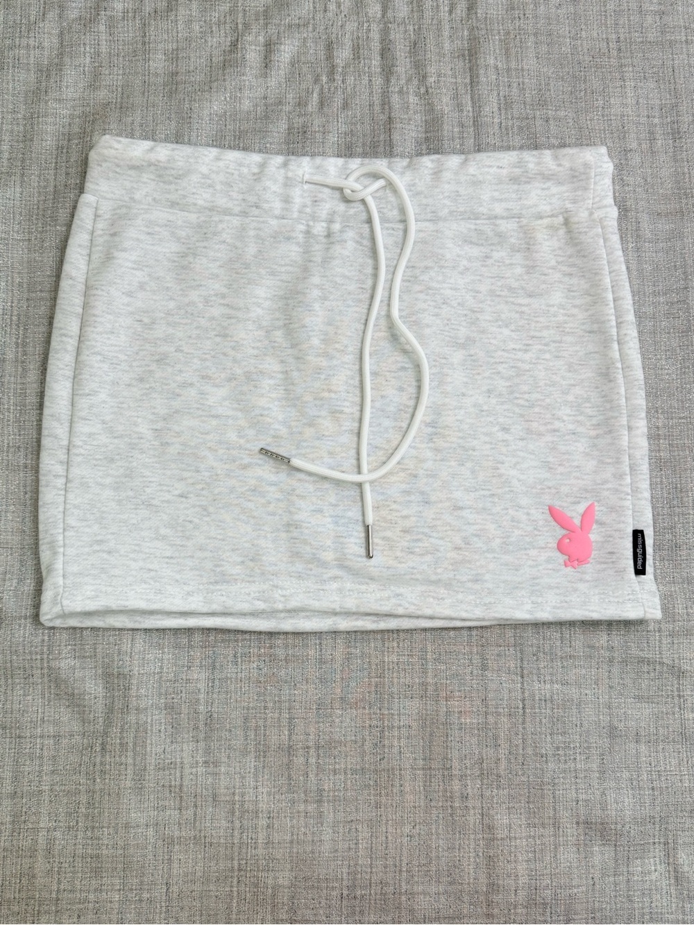 Playboy x Missguided Gray Bunny Logo Sweat Skirt Size S Drawstring